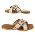 2025 summer new arrival: braided criss-cross metal buckle strap heeled open-toe sandals & flat back slides for women