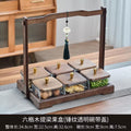 [six compartments with lid] lifting plate + transparent glass bowl
