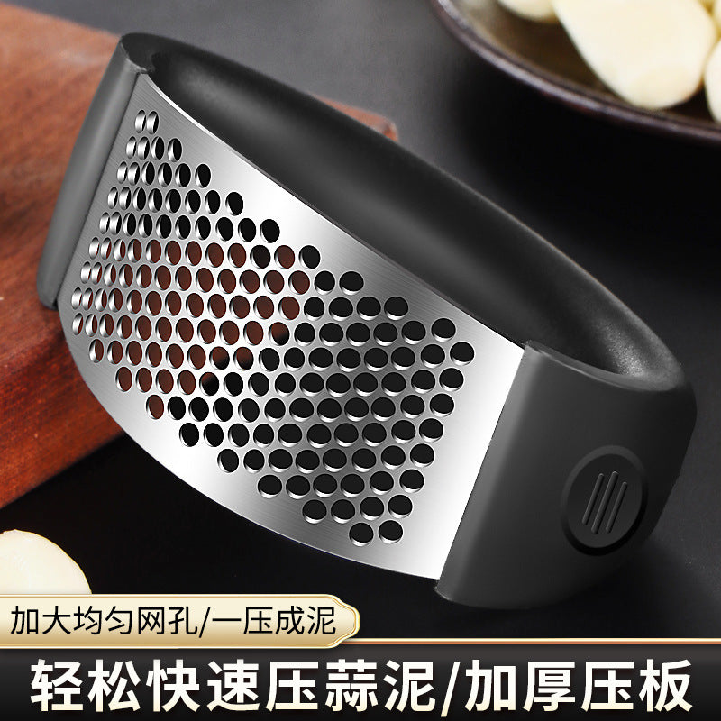 Douyin thickened stainless steel ring garlic press multi-functional garlic peeler garlic press manual garlic press