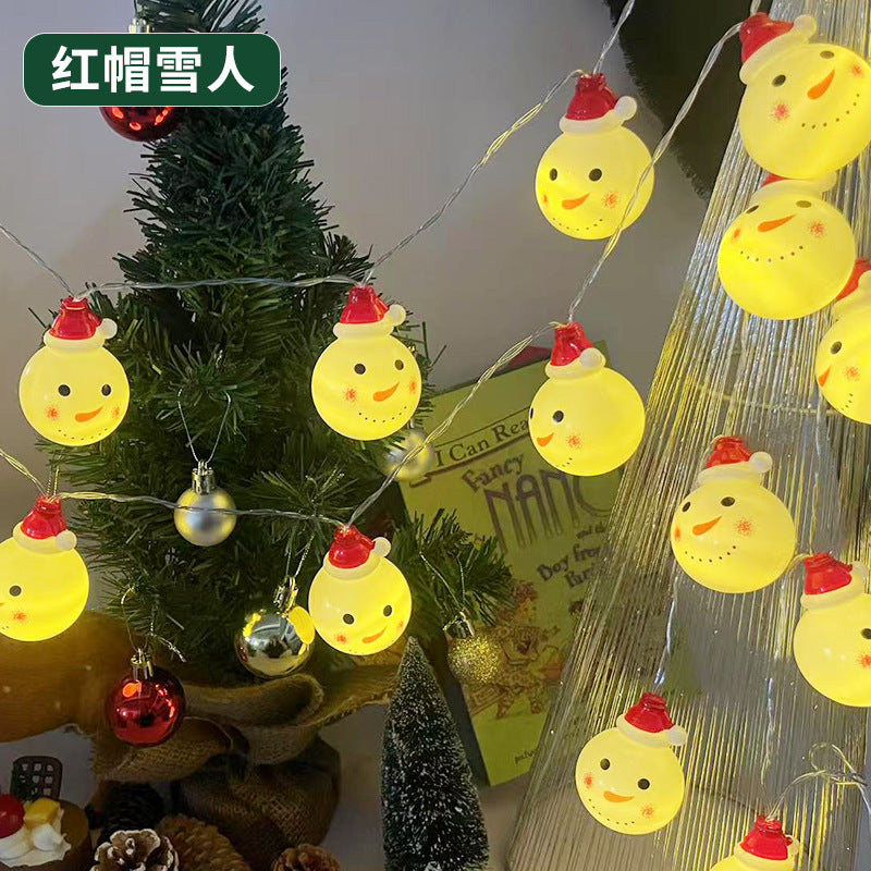 Cross-border Christmas old man headlight string, snowman outdoor festival battery box USB arrangement decorative small lights wholesale