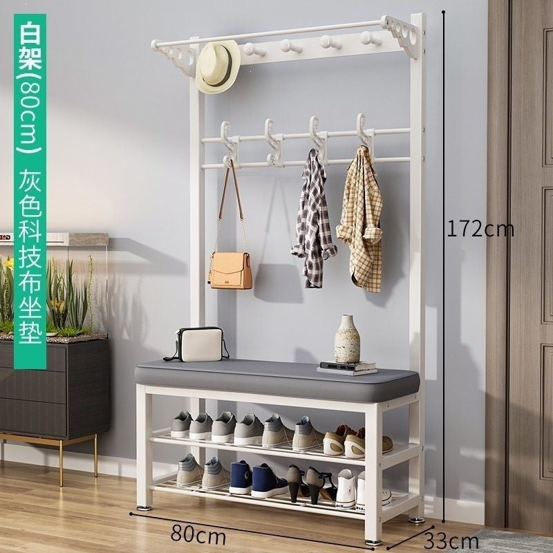 Simple shoe changing stool entrance door for home coat rack floor-standing entrance storage rack all-in-one foyer multifunctional coat rack