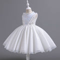 Children's fashionable european and american style mesh tutu dress - sleeveless flower girl dress for piano recitals and runway shows