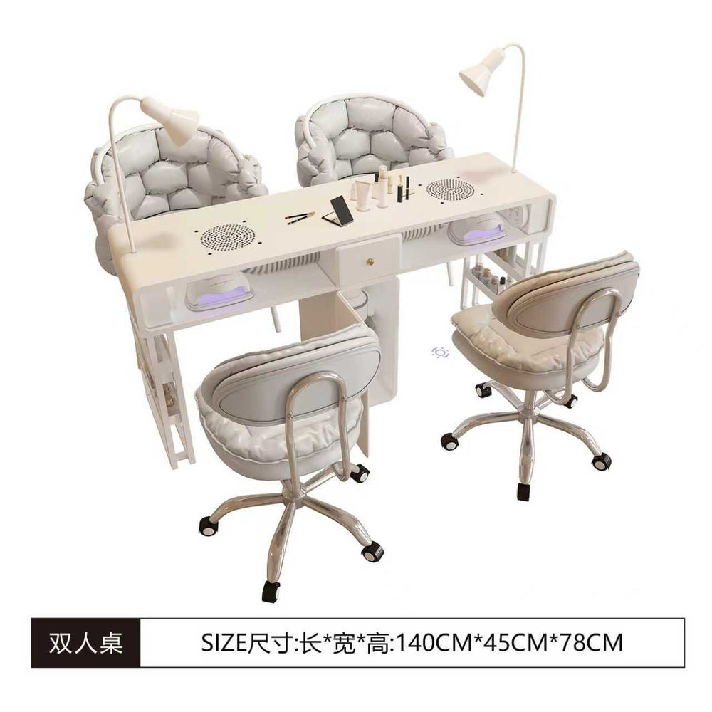 New arrival: extra-wide 45 turbine engraved grade vacuum marble & porcelain surface multifunctional minimalist nail table and chair set