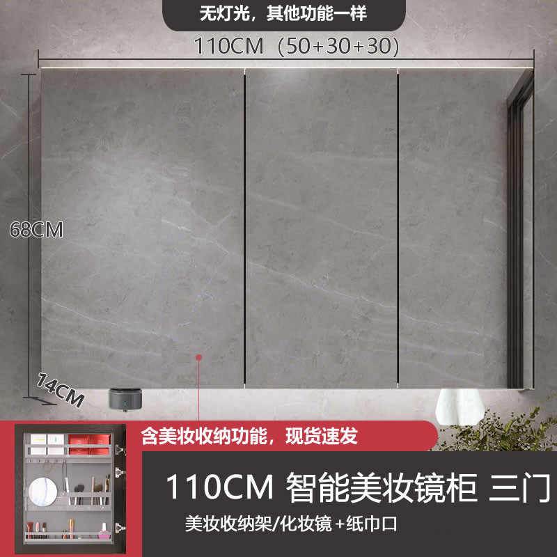 Smart makeup bathroom mirror cabinet storage wall-mounted bathroom mirror with lamp solid wood storage manufacturer wholesale