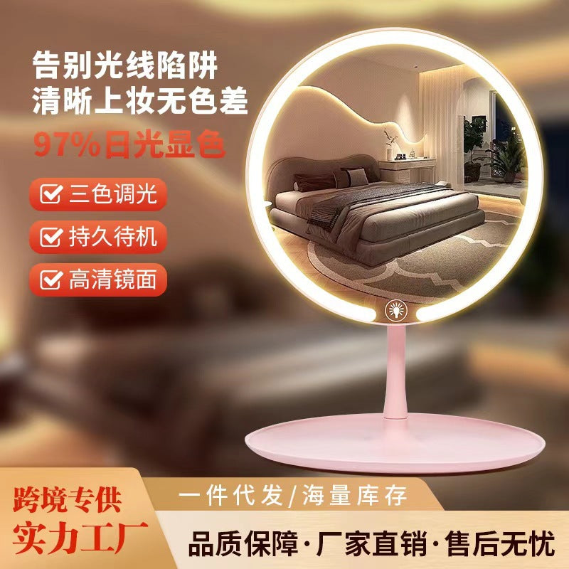 Led makeup mirror with lights - perfect for dorm rooms! adjustable fill light, portable folding vanity mirror, rechargeable