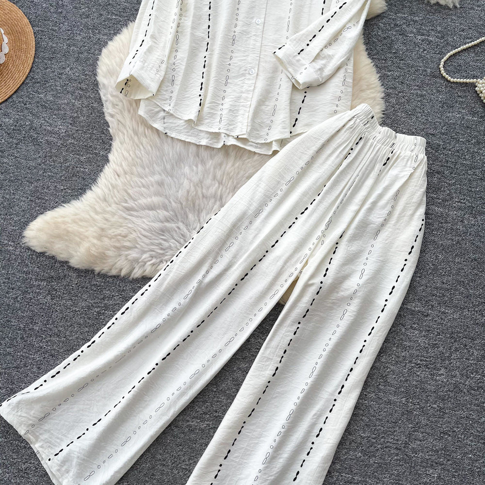 Lazy style pink cardigan wide-leg pants two-piece set female autum lazy feeling work clothingeasiest for matchfashionableelegantsuit