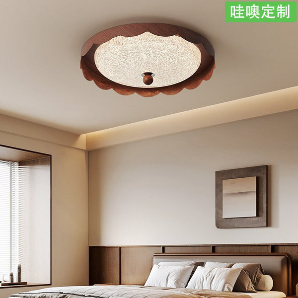 [Wow] Medieval atmosphere master bedroom ceiling light minimalist round creative walnut pattern eye protection room ceiling