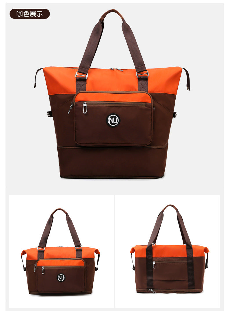 Portable foldable travel bag dry and wet separation sports fitness bag going out large capacity cover tie rod storage bag female