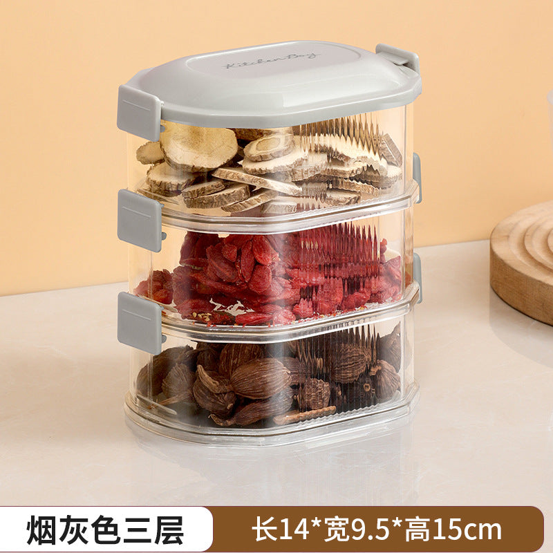 Kitchen spice organizer, stackable food storage containers for scallions, ginger, and garlic, food-grade spice dispenser