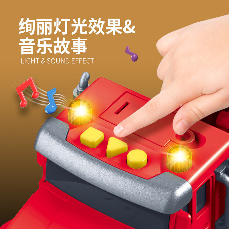 children's inertia fire engineering story car light music early education story machine boy kids toy car model