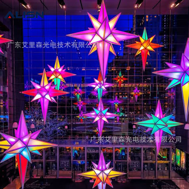 Large stainless steel installation outdoor landscape commercial beauty Chen lighting sculpture props installation art installation manufacturer