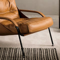 Italian light luxury leather single sofa chair, industrial style casual chair, orange living room designer single chair, negotiation chair