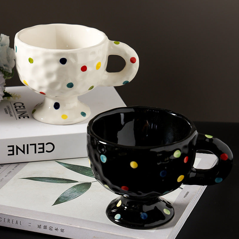 Niche styleins creative stylish ceramic handle cup retro high-looking office coffee cup afternoon tea goblet