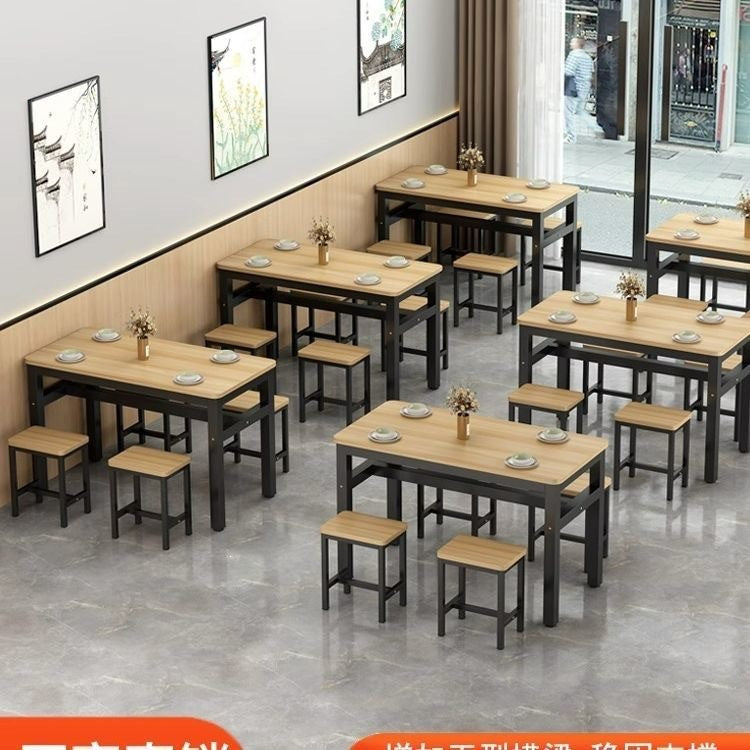 Dining table and chair set - restaurant, home, breakfast, snack bar, rectangular, commercial canteen, fast food counter table (no backrest)