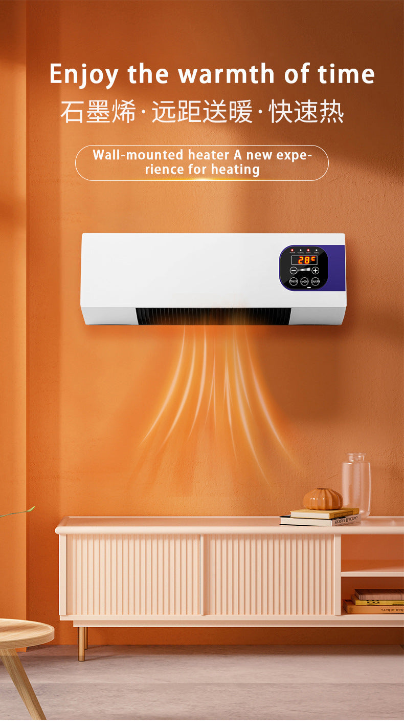 Wall-mounted space heater - compact, remote-controlled, energy-efficient, waterproof, and quiet electric heater for home, bedroom, and bathroom