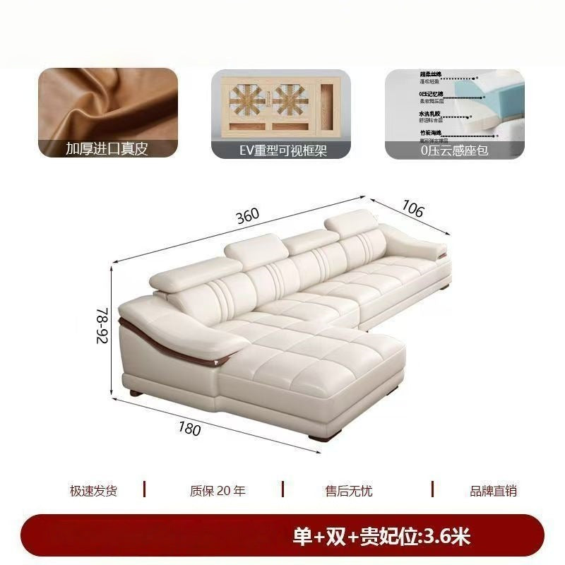 2025 new genuine leather sofa set, modern leather furniture for home living room, top grain cowhide sofa