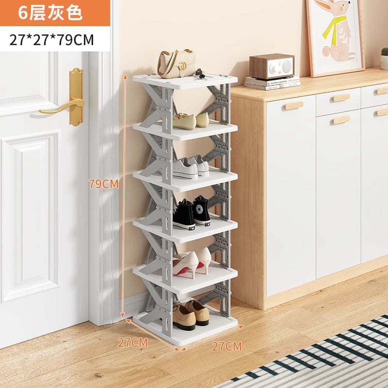 Installation-free foldable shoe rack for home door simple multi-layer small narrow entry door back dormitory space-saving shoe rack