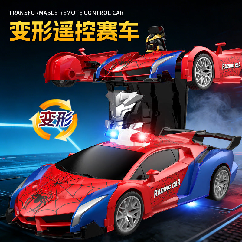 one-click transformation remote control car kids rechargeable electric racing car model boy police car toy car robot