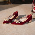 Wedding shoes bridal shoes 2026 new arrival red low-heeled women's shoes not tiring feet chinese xiuhe wedding shoes