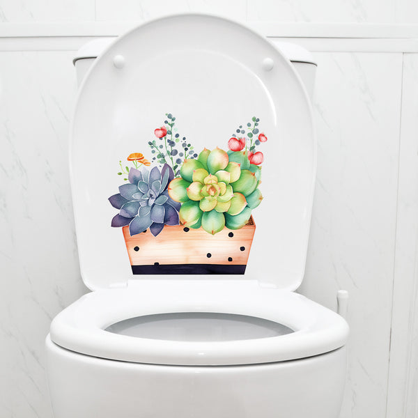 PH-QT1045 Cross-border succulent sticker toilet toilet toilet decorative sticker bathroom self-adhesive toilet lid sticker