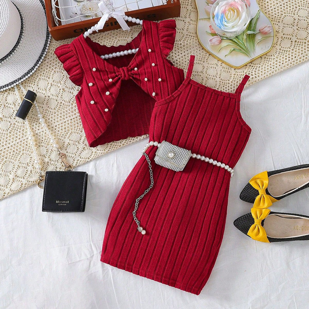 spring/summer new arrival: premium beaded vest & cami dress two-piece set - exclusively for cross-border e-commerce