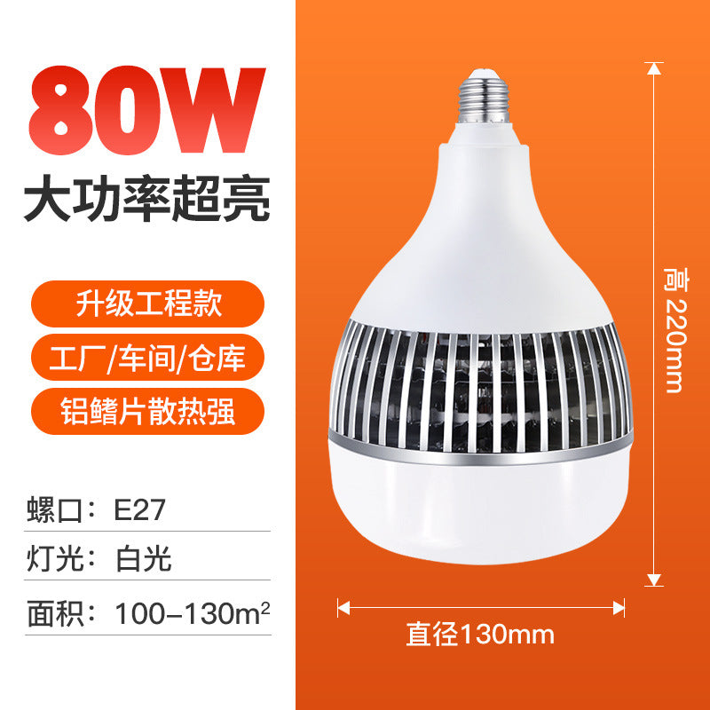 Fin bulb, high-power led energy-saving light bulb, warehouse building, fin aluminum heat dissipation engineering lighting light bulb