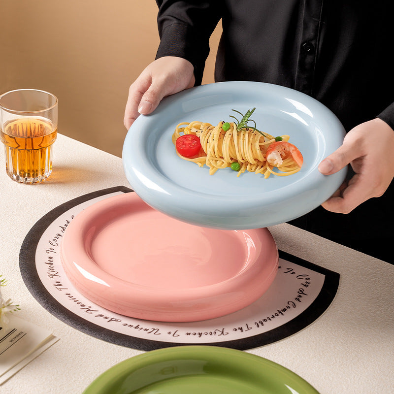 Minimalist & chic donut ceramic steak plate - high-end, aesthetic, and creative serving dish for restaurants & hotels - perfect for desserts & plating