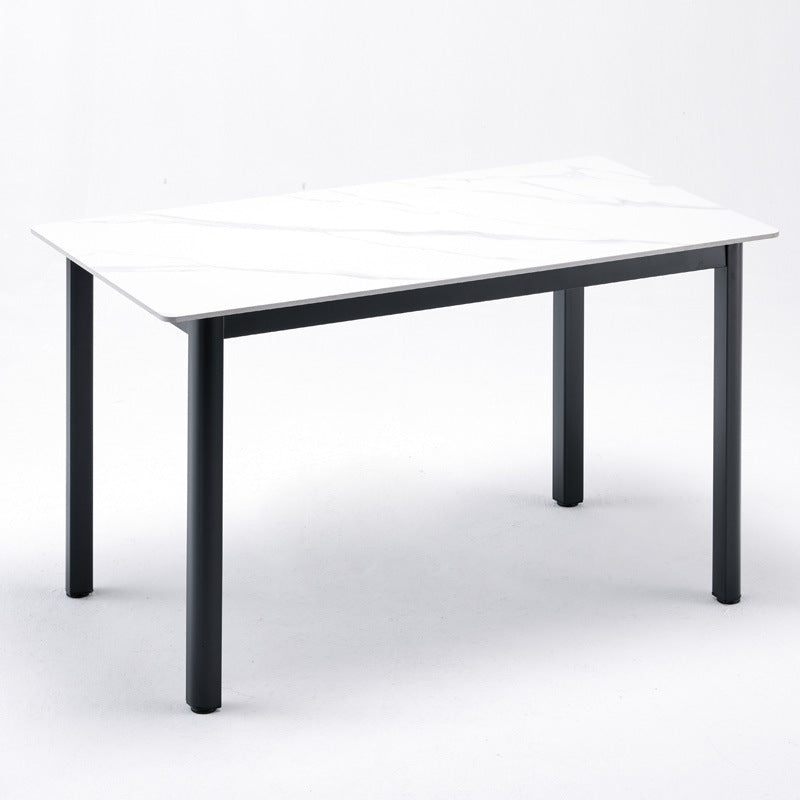Modern minimalist sintered stone dining table, rectangular dining table for home use, small apartment minimalist dining table with fan-shaped legs