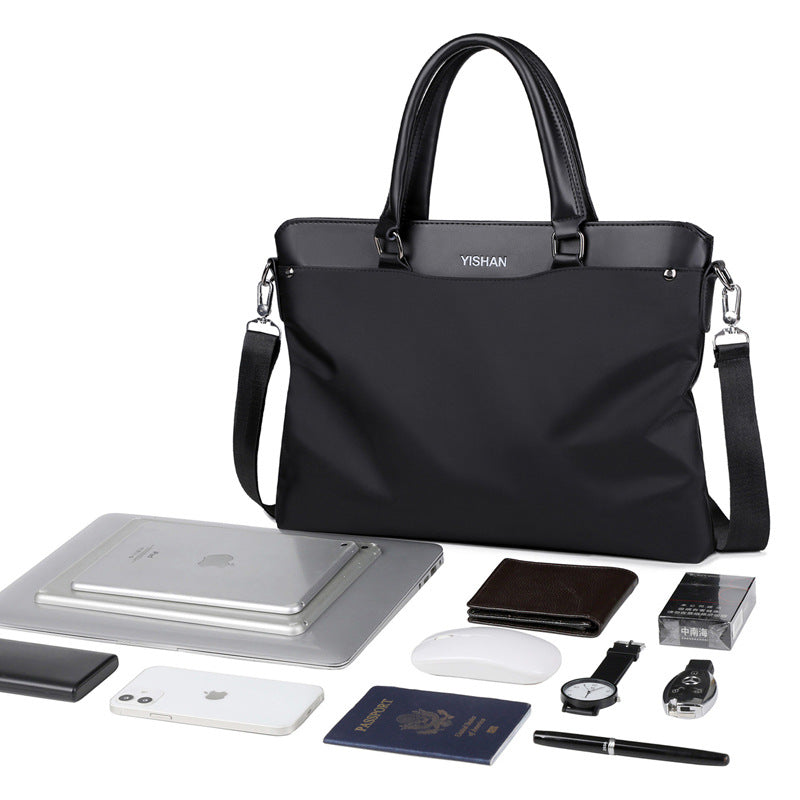 New business handbag simple briefcase Oxford cloth oblique shoulder bag horizontal men's meeting bag file bag