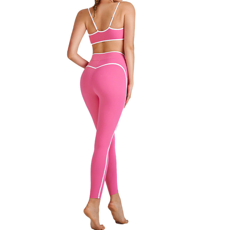 new arrival yoga clothes high waist hip lift tummy control slimming look sling beautiful back running sports intimates bra suit for women