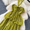 French chic lace cami dress - women's summer elegant high-waisted a-line maxi dress - vacation style