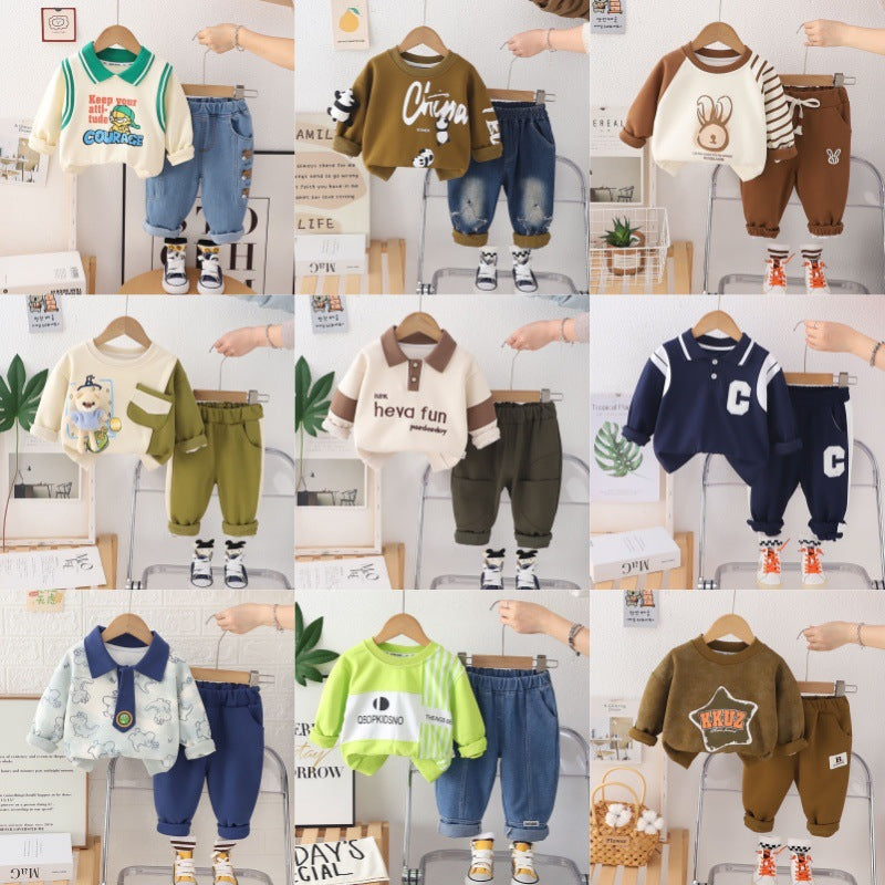 Boys' fall/winter sweatshirt  new round neck kids' fashion loose long sleeve top, toddler & child sweatshirt set