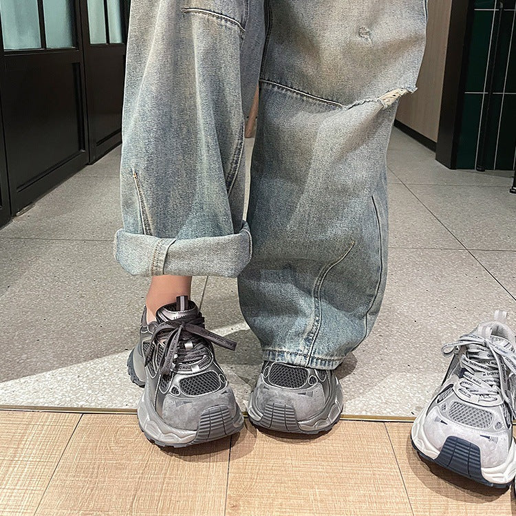 Trendy chunky platform sneakers for women - new autumn 2026 collection: breathable mesh, unique design, casual, non-slip, running & athletic shoes