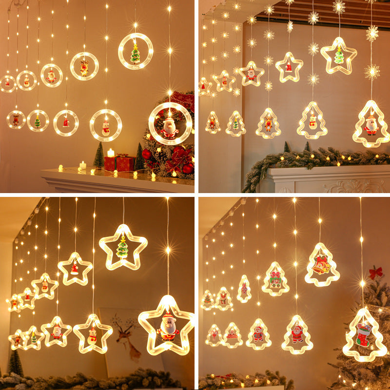 Christmas decorative light string star light string room curtain light atmosphere LED lights flashing Christmas tree ice strip light