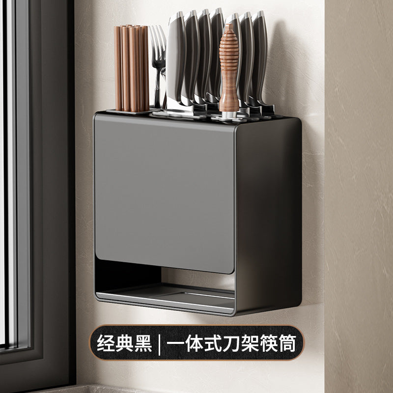 Kitchen chopstick tube rack non-punching wall-mounted wall drain acrylic chopstick cage chopstick basket storage box knife holder