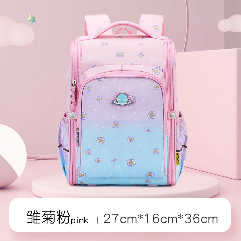 School bag for primary school students and girls Grades 1-6 Korean version of children's backpack to reduce the burden and protect the spine Lightweight girl princess backpack