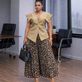 European and american cross-border women's fashion:  summer new arrival - elegant solid color asymmetrical vest top and pleated wide-leg pants set