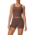 New arrival: cross-border double-sided brushed solid color breathable tank top and shorts yoga set - activewear two-piece for running and fitness