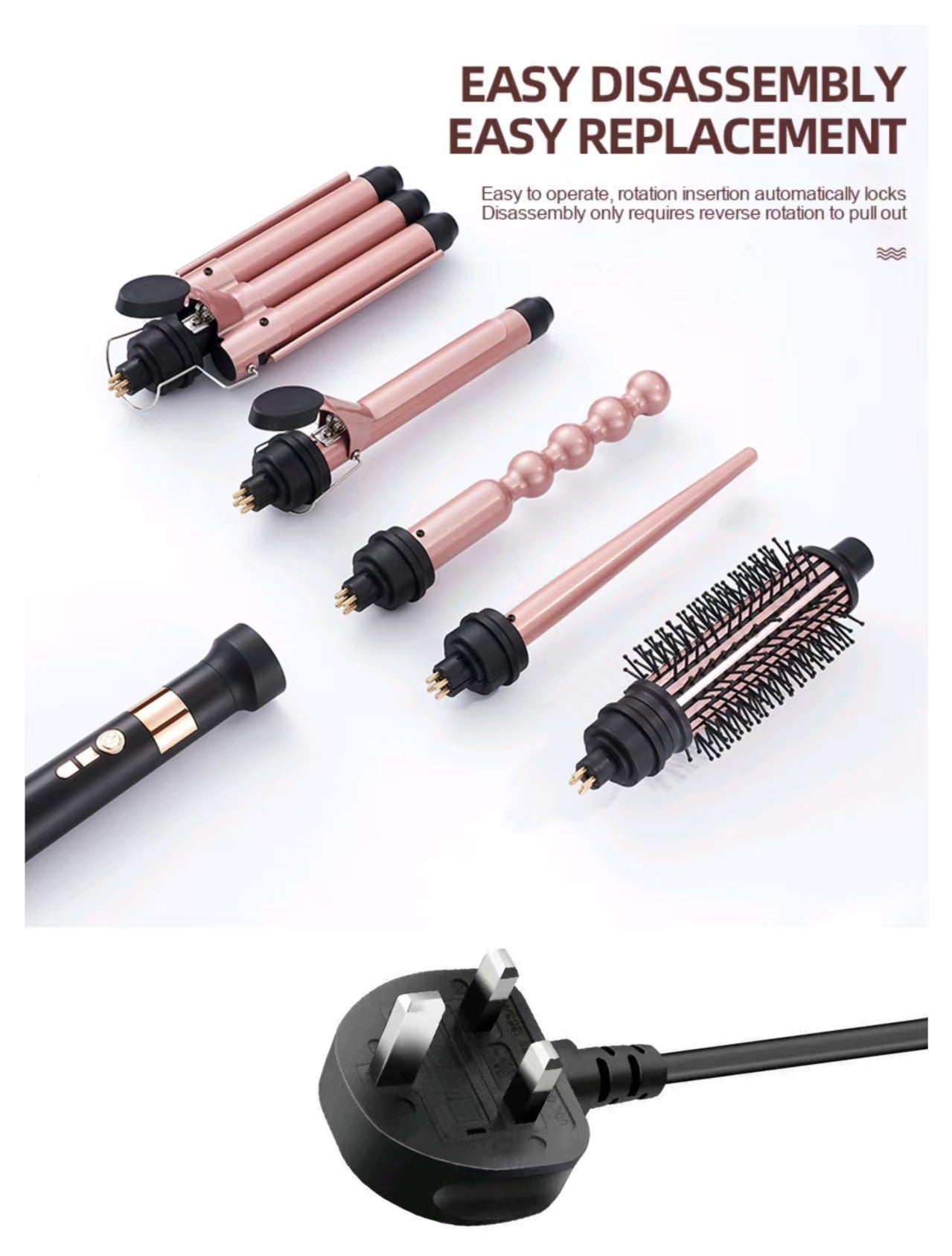 Cross-border new multi-functional five-in-one curling iron, replaceable hair curler, egg roll, wool curling cone tube, curling hair artifact