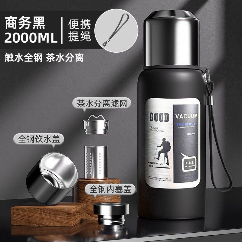 Outdoor men's large capacity all-steel kettle thermos 316 stainless steel tea infuser bottle car portable water cup