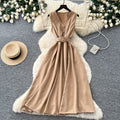 Qianjin wind sleeveless waist pure desire dress women's summer single breasted high waist a-line skirt work clothingelegantclassy