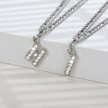 Minimalist micro-paved zircon stainless steel chain letter couple bracelet - 26 english alphabet pendant - lightweight luxury niche design