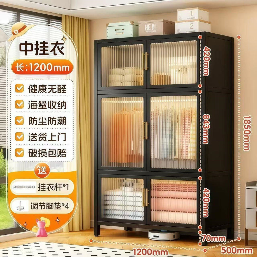 Large capacity steel wardrobe bedroom for home wardrobe rental metal floor standing clothes rack simple assembly storage cabinet