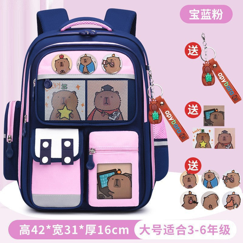 Kapibara new primary school bag, men's and women's 1-3-6 grades, light spine protection, large-capacity children's backpack