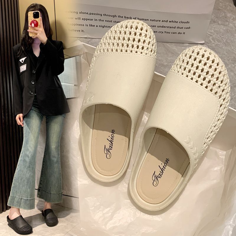 Baotou half slippers for women summeroutwear2025new arrivalflats slip-on half slippers soft bottom french style sandals