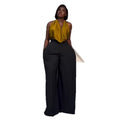 European and american cross-border women's fashion:  summer new arrival - elegant solid color halter neck sleeveless top & casual wide-leg pants set