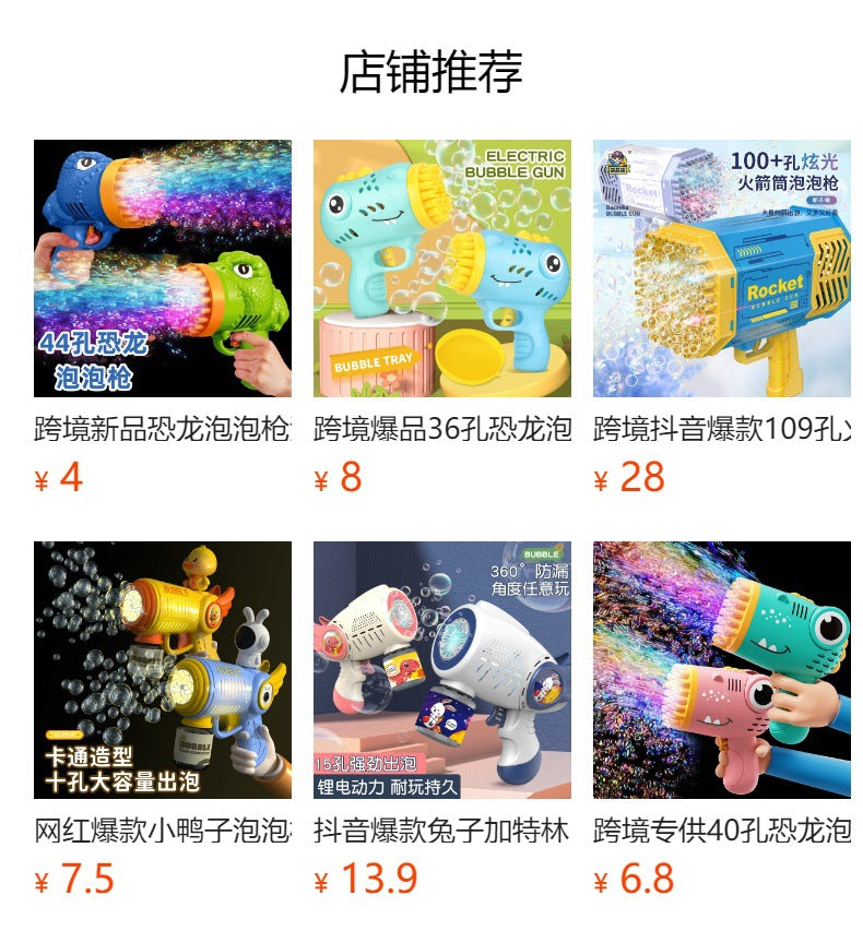 hot-selling fully automatic electric light bubble machine gun, popular and cute children's night market stall wholesale for children's day