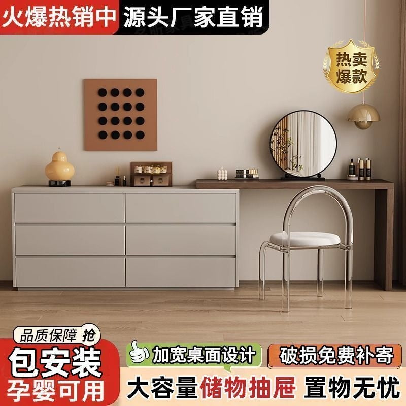 Solid wood dressing table cream style chest of drawers for home bedroom modern casualnew arrival dressing table all-in-one dressing table