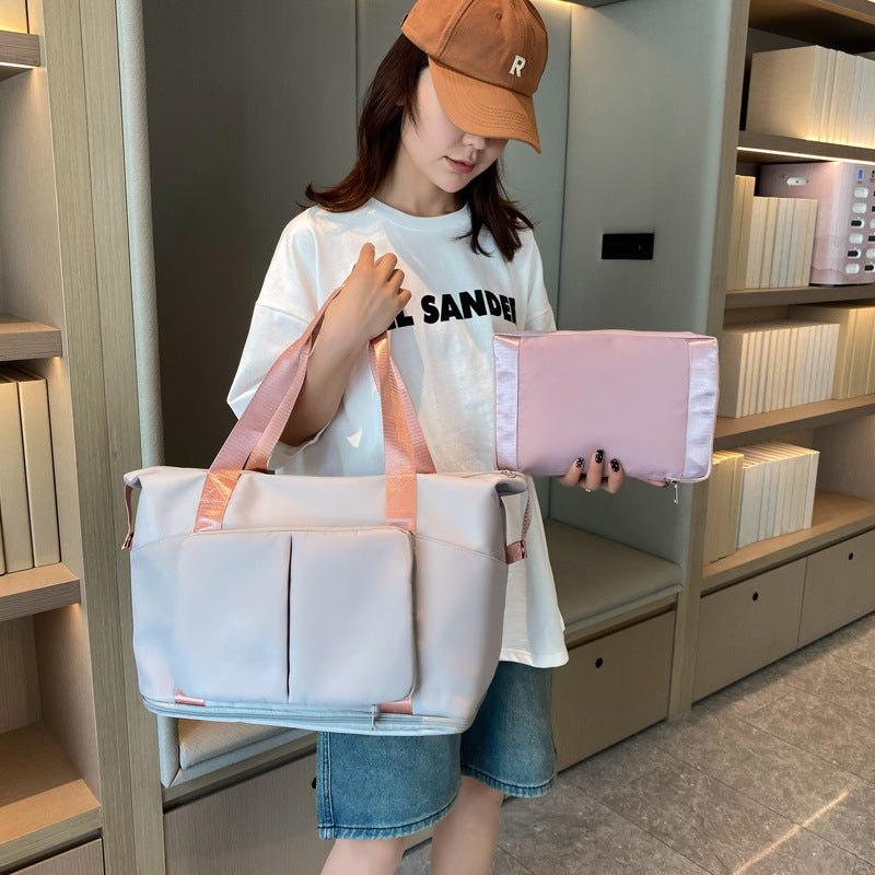 Portable folding sports fitness bag dry and wet separation short-distance travel bag men and women expandable moving luggage storage bag