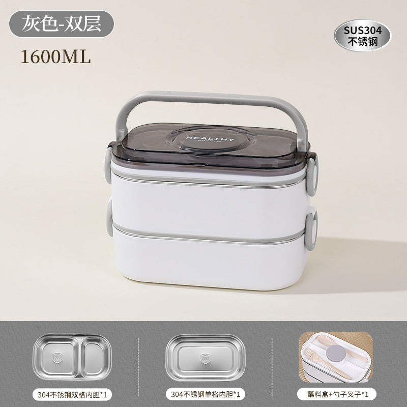 304 stainless steel multi-layer lunch box, office workers can enter the microwave oven for lunch, heat preservation lunch box, student bento box